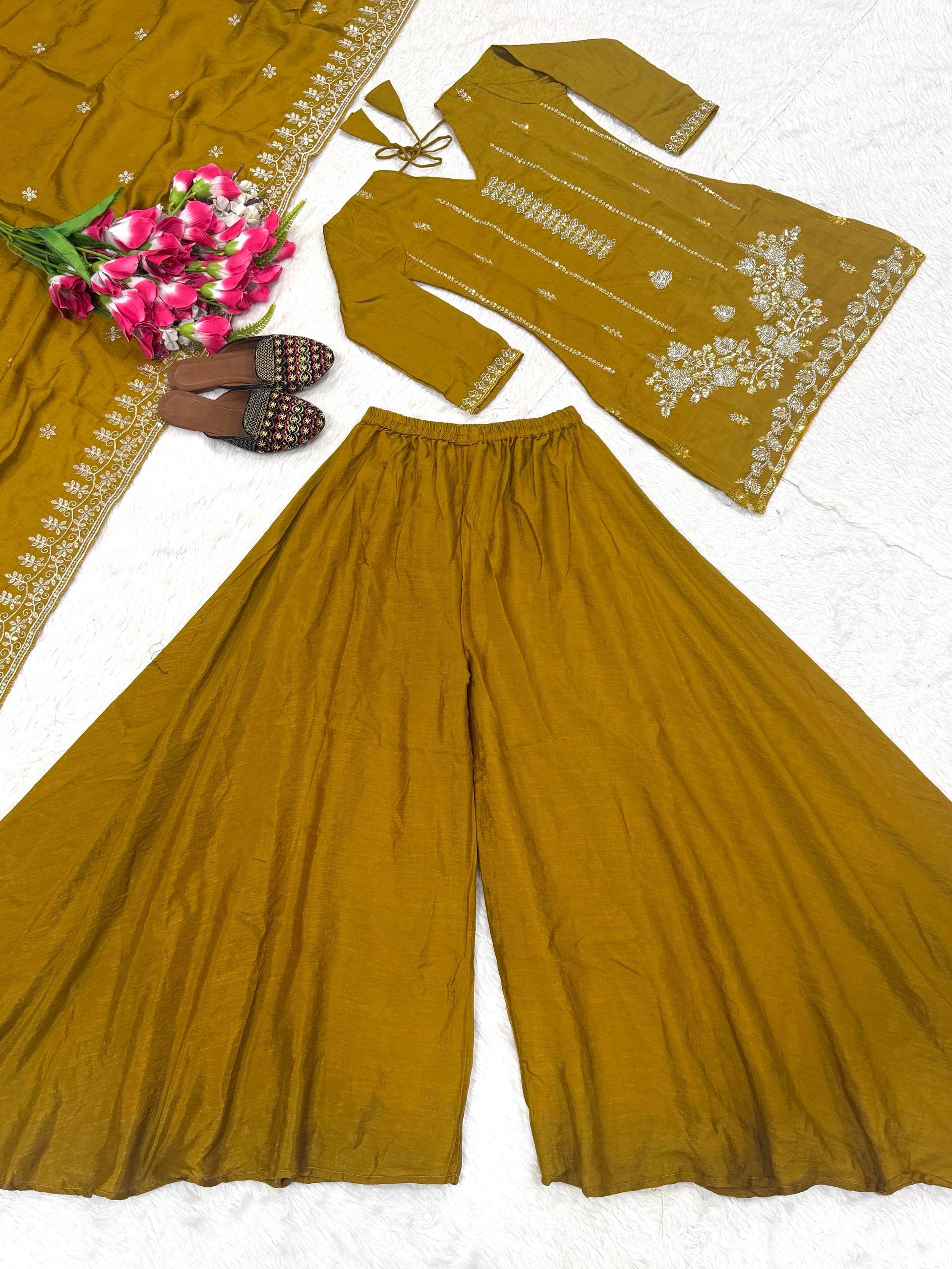 Radiant Ochre Zari-Crafted Silk Couture